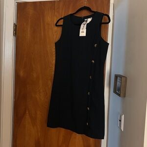 NWT Naked Zebra Navy Sleeveless Dress with Button Detail